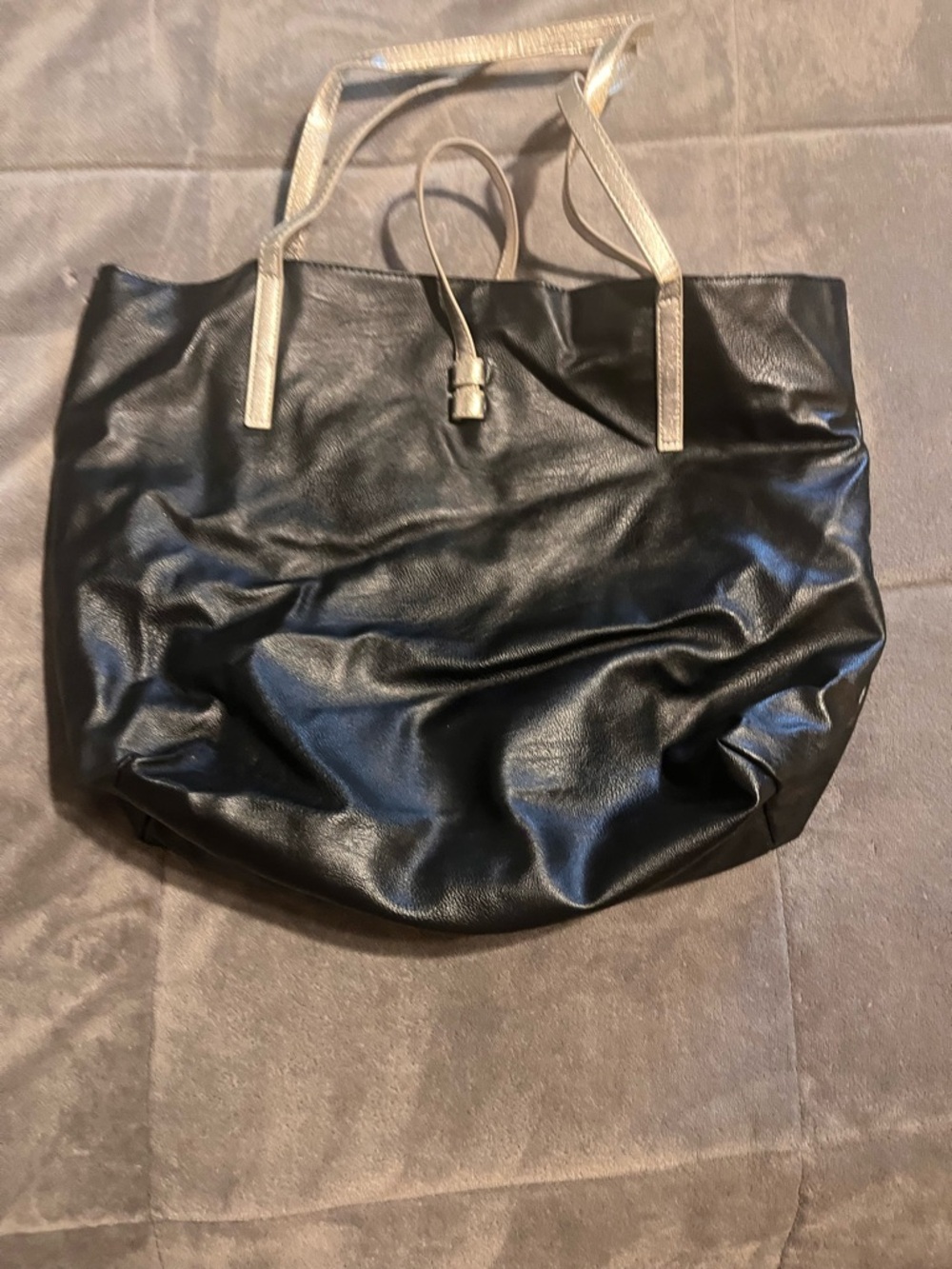 VENUS Black Tote with Gold Handles